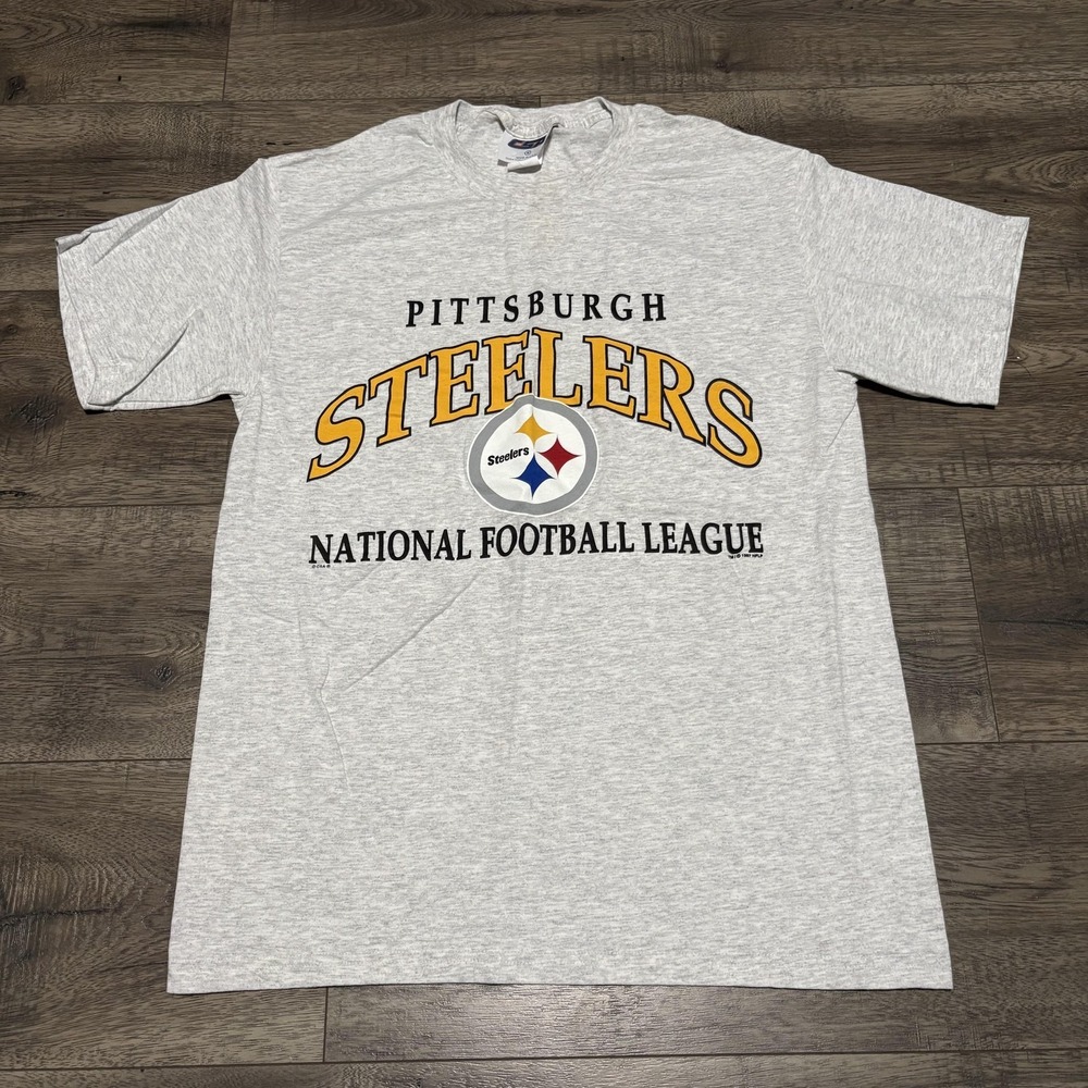 Vintage Pittsburgh Steelers Shirt Mens Medium Gray NFL Football CSA‎ Tee 90s